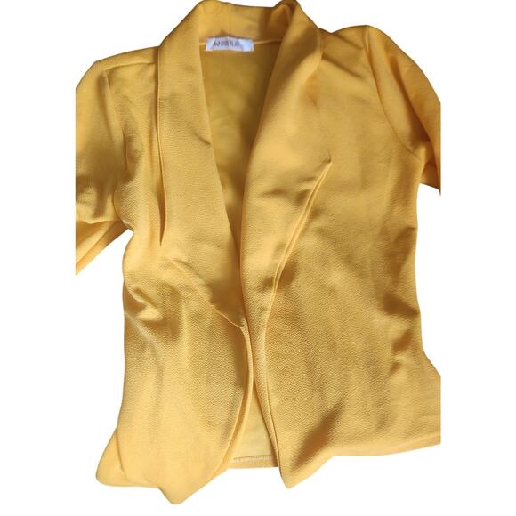 DoubleJu Womens drapped blazer size small Yellow cardigan casual jacket Modern - Picture 3 of 5